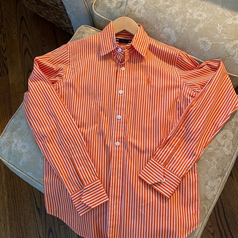Ralph Lauren Orange Striped Button Down Shirt